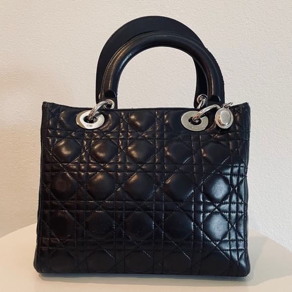 CHRISTIAN DIOR Black Medium Cannage Lady Dior Bag - Picture 6 of 15